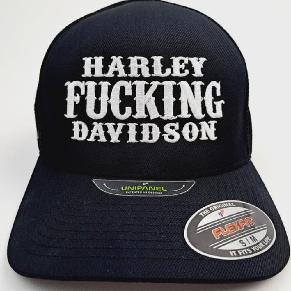 HD Retro Vintage Style Harley Davidson Embroidered Flex Fit Fitted Cap Hat S/M